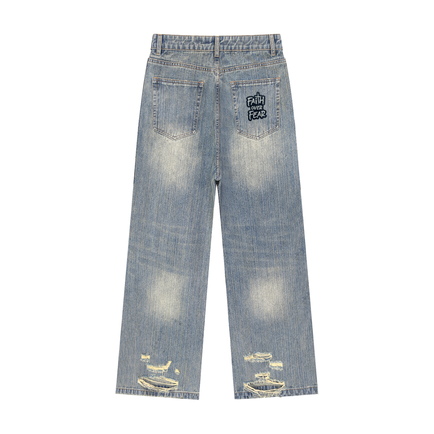 Vintage Wash Distressed Denim Jeans