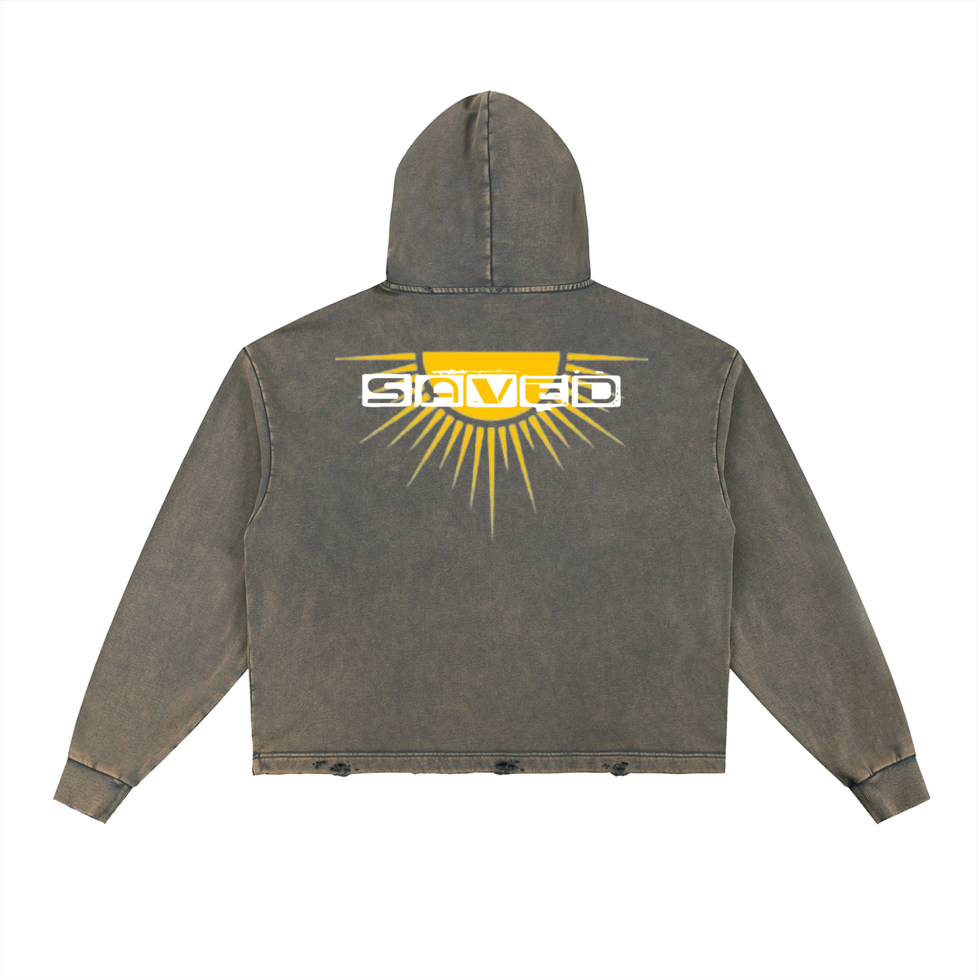 Vintage Washed Frayed-Hem Hoodie