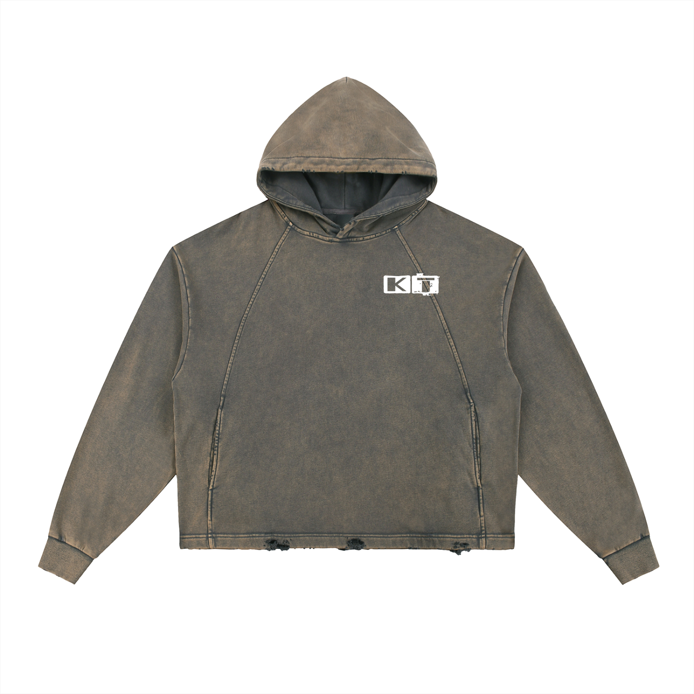 Vintage Washed Frayed-Hem Hoodie