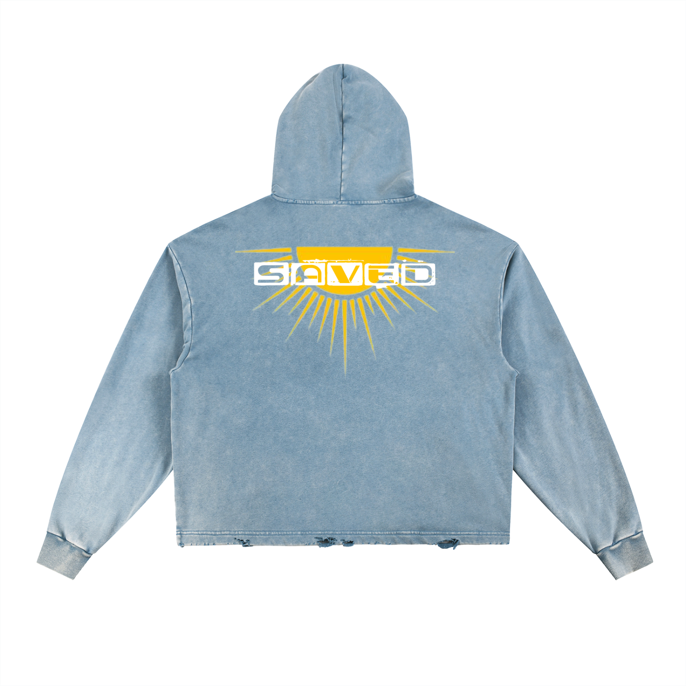 Vintage Washed Frayed-Hem Hoodie