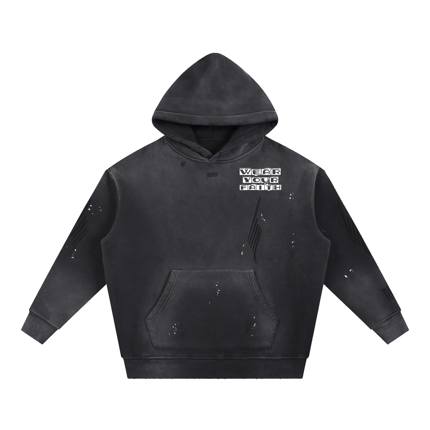 Wear Your Life Vintage Washed Frayed Fleece Hoodie