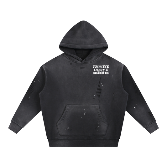Wear Your Life Vintage Washed Frayed Fleece Hoodie