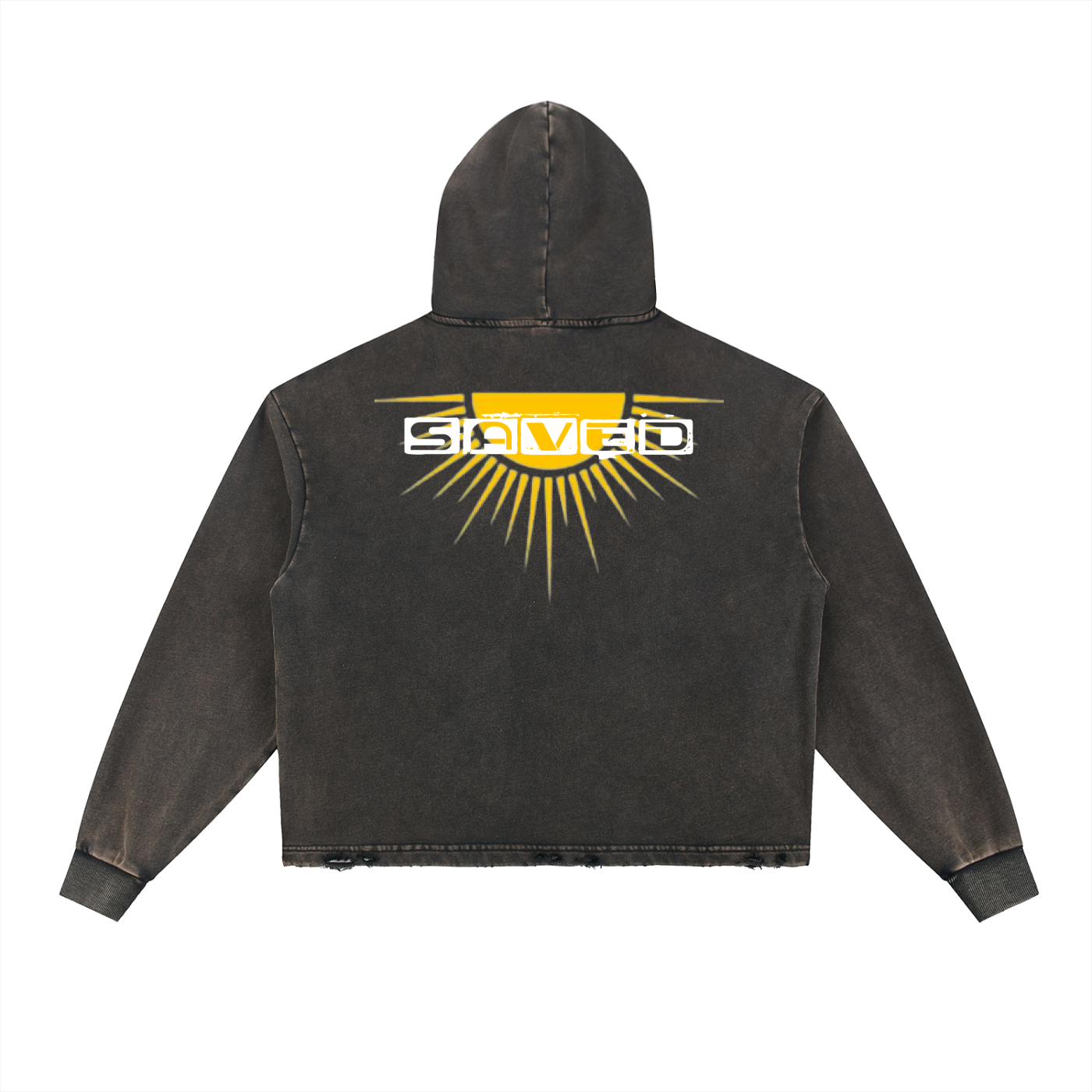 Vintage Washed Frayed-Hem Hoodie