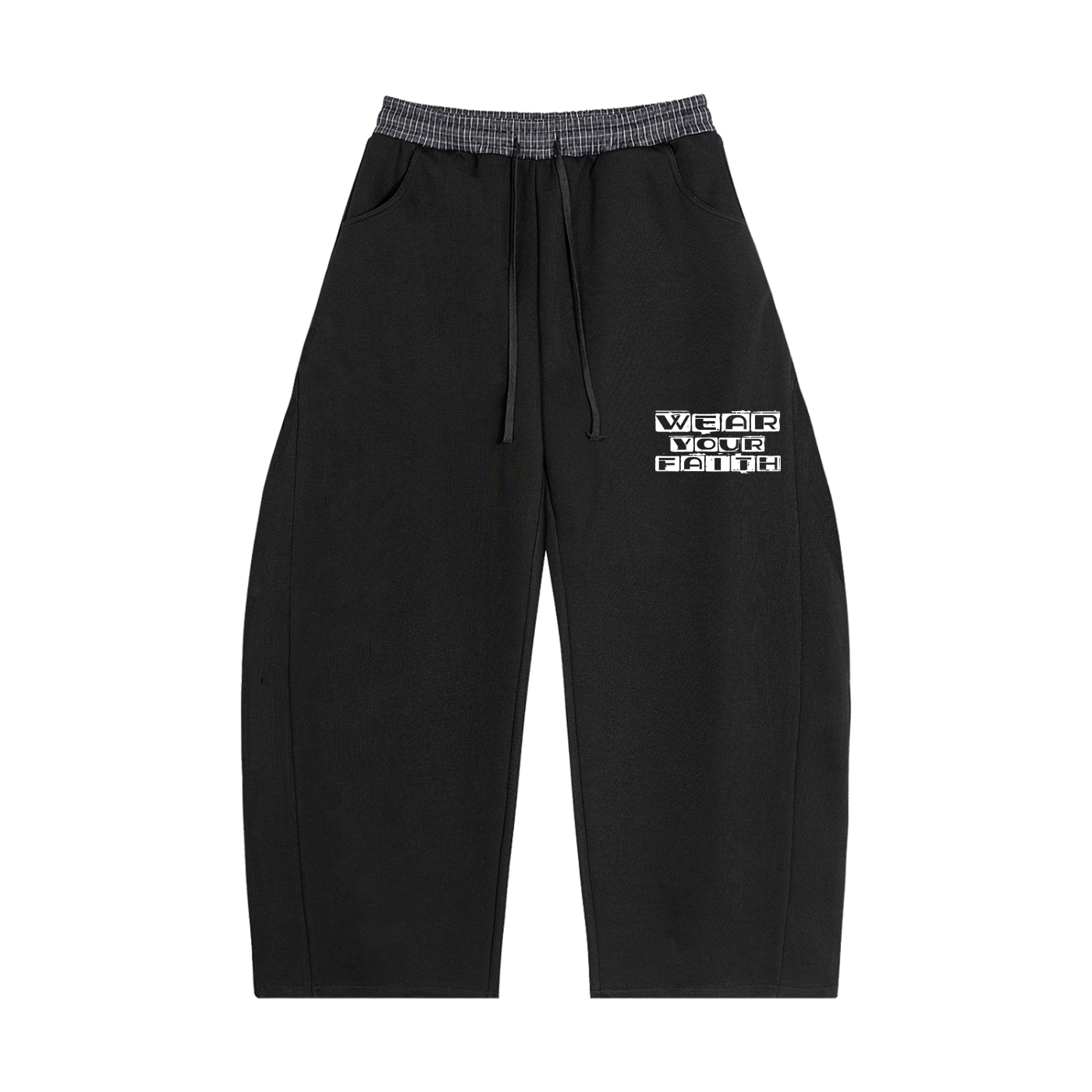 Wear Your Life Plaid Waistband Barrel Sweatpants