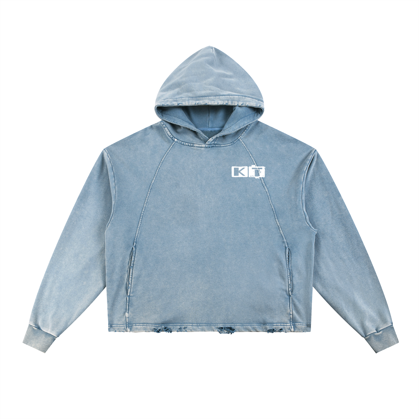 Vintage Washed Frayed-Hem Hoodie