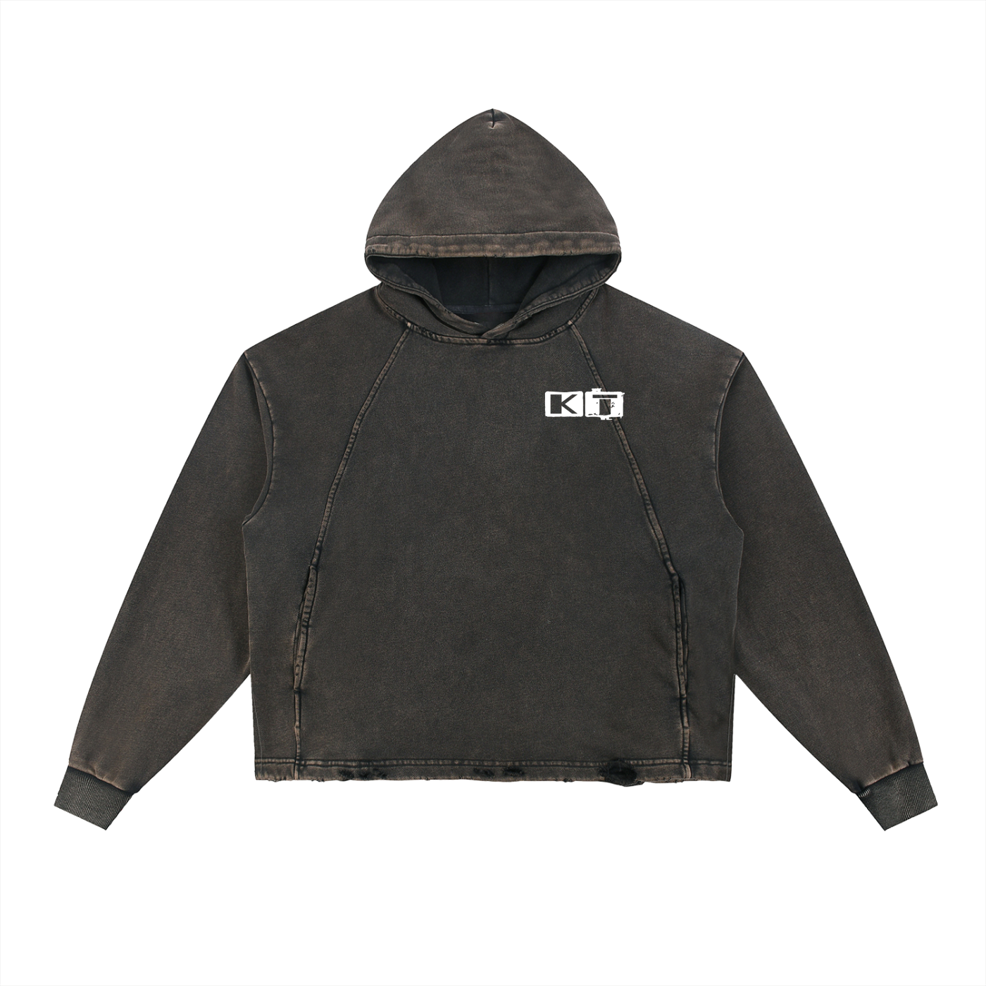 Vintage Washed Frayed-Hem Hoodie