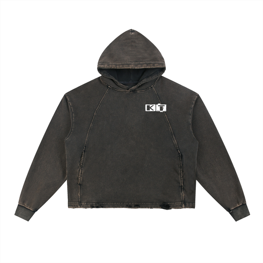 Vintage Washed Frayed-Hem Hoodie
